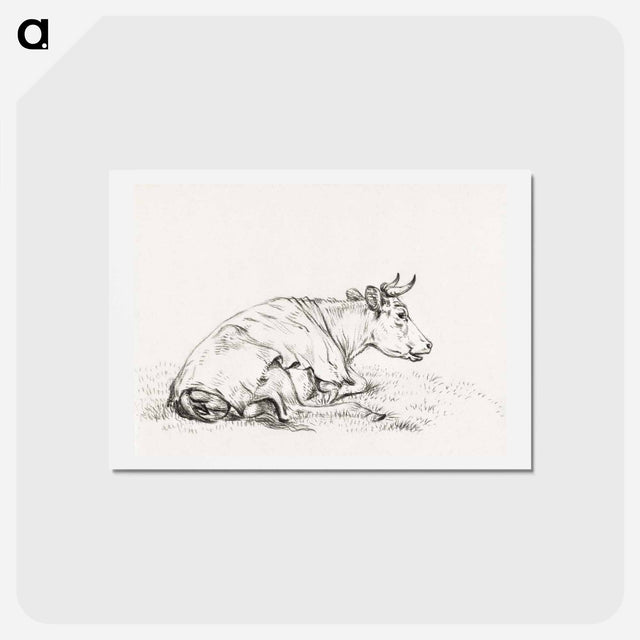 アートポストカード-Lying cow, to the right - ジャン ベルナール Postcard.