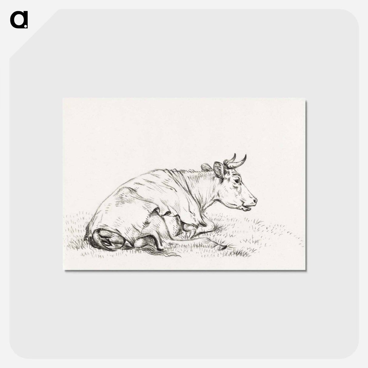 アートポストカード-Lying cow, to the right - ジャン ベルナール Postcard.