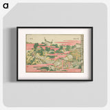 アートポスター-Hokusai's Fish Market By River In Edo At Nihonbashi Bridge - 葛飾 北斎 Poster.
