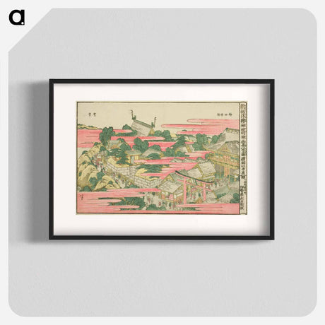 アートポスター-Hokusai's Fish Market By River In Edo At Nihonbashi Bridge - 葛飾 北斎 Poster.