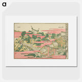 アートポスター-Hokusai's Fish Market By River In Edo At Nihonbashi Bridge - 葛飾 北斎 Poster.