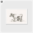 アートポストカード-Standing cow, with milk bucket and milk stool - ジャン ベルナール Postcard.