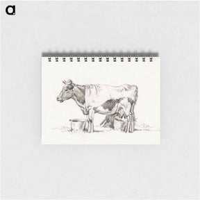 アートメモ帳-Standing cow, with milk bucket and milk stool - ジャン ベルナール Memo.
