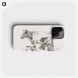 Standing cow, with milk bucket and milk stool - ジャン ベルナール Phone Case.