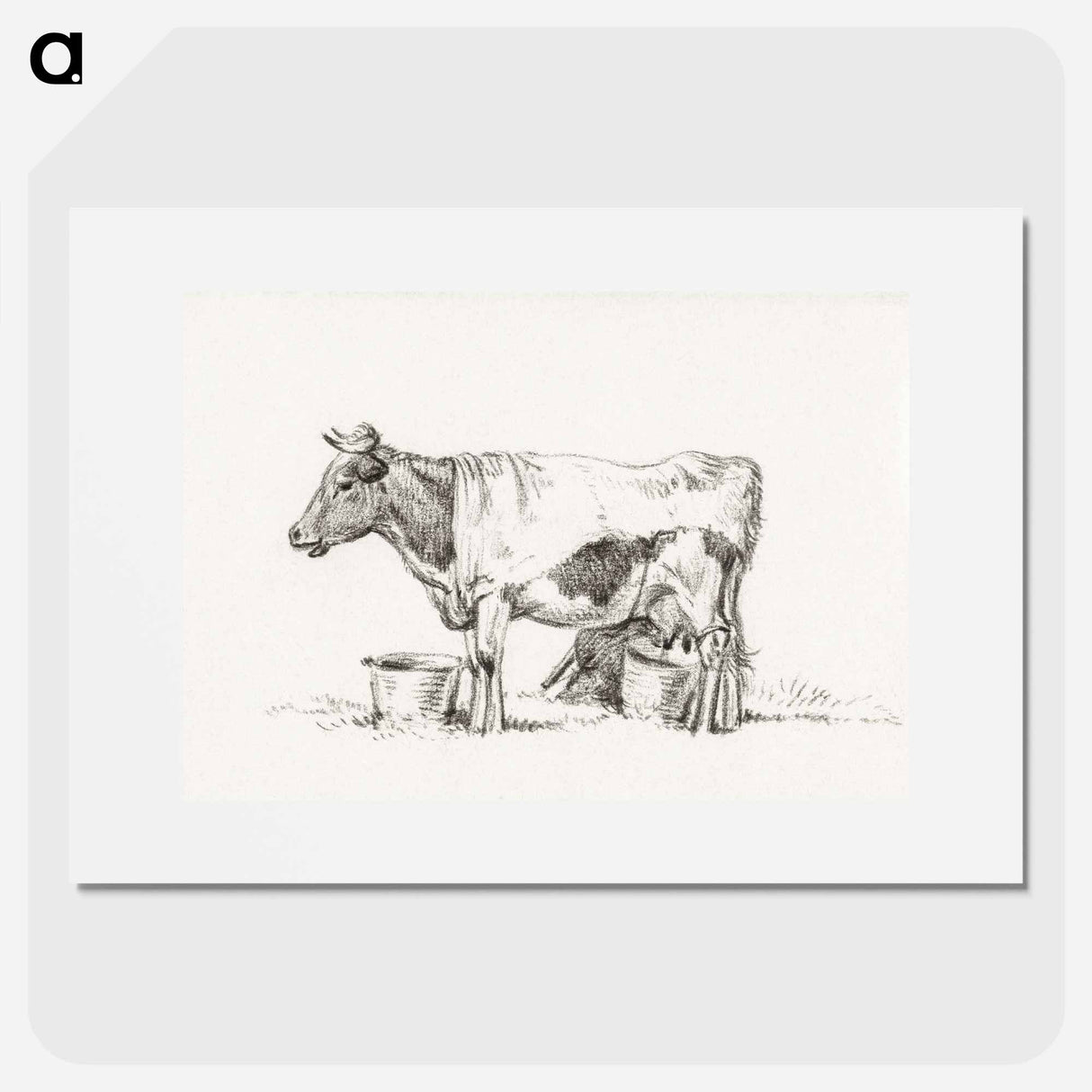 Standing cow, with milk bucket and milk stool - ジャン ベルナール Poster.