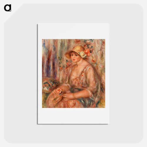 Woman in Muslin Dress - ピエール オーギュスト ルノワール Postcard.