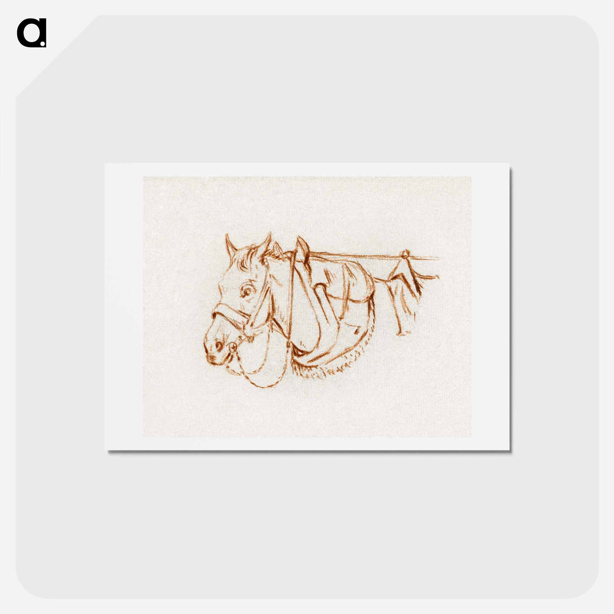 アートポストカード-Head of a rigged horse - ジャン ベルナール Postcard.