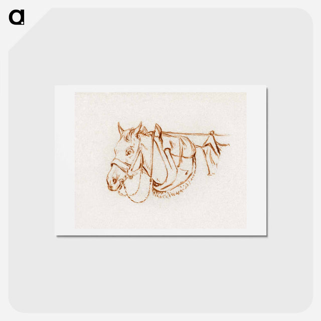 アートポストカード-Head of a rigged horse - ジャン ベルナール Postcard.