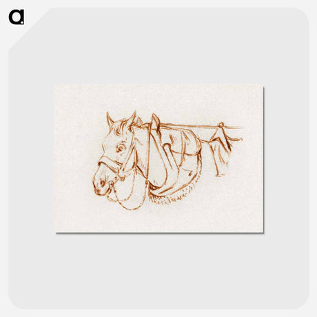 アートポストカード-Head of a rigged horse - ジャン ベルナール Postcard.