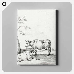 アートパネル-Standing and lying cow - ジャン ベルナール Canvas.
