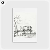 アートポストカード-Standing and lying cow - ジャン ベルナール Postcard.