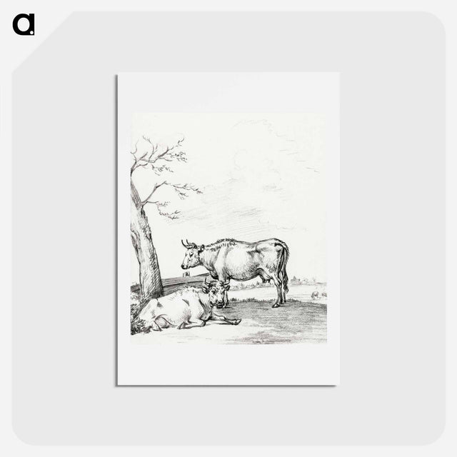アートポストカード-Standing and lying cow - ジャン ベルナール Postcard.
