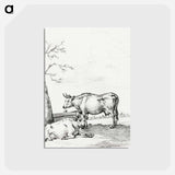 アートポストカード-Standing and lying cow - ジャン ベルナール Postcard.
