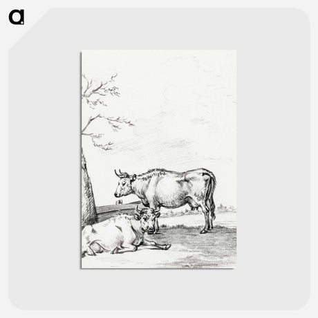 アートポストカード-Standing and lying cow - ジャン ベルナール Postcard.