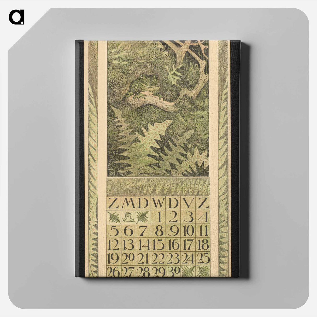 Kalenderblad voor november 1911 met een kikker in het bos by Theo van Hoytema - テオ ヴァン ホイテマ Canvas.