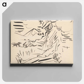 アートパネル-Sketchbook 19 seated man in the landscape - アーノルド ピーター ワイズ クビンチャン Canvas.