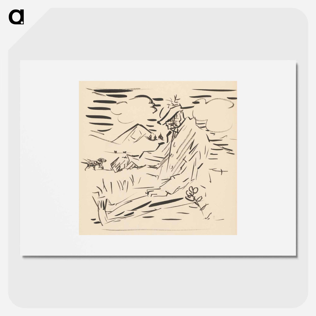 Sketchbook 19 seated man in the landscape - アーノルド ピーター ワイズ クビンチャン Poster.