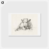アートポストカード-Lying cow Jean Bernard, after Adriaen van de Velde - ジャン ベルナール Postcard.