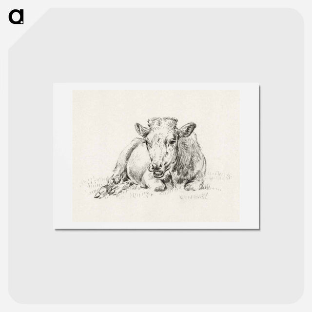 アートポストカード-Lying cow Jean Bernard, after Adriaen van de Velde - ジャン ベルナール Postcard.