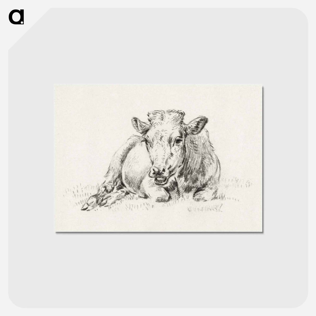 アートポストカード-Lying cow Jean Bernard, after Adriaen van de Velde - ジャン ベルナール Postcard.