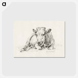 アートポストカード-Lying cow Jean Bernard, after Adriaen van de Velde - ジャン ベルナール Postcard.