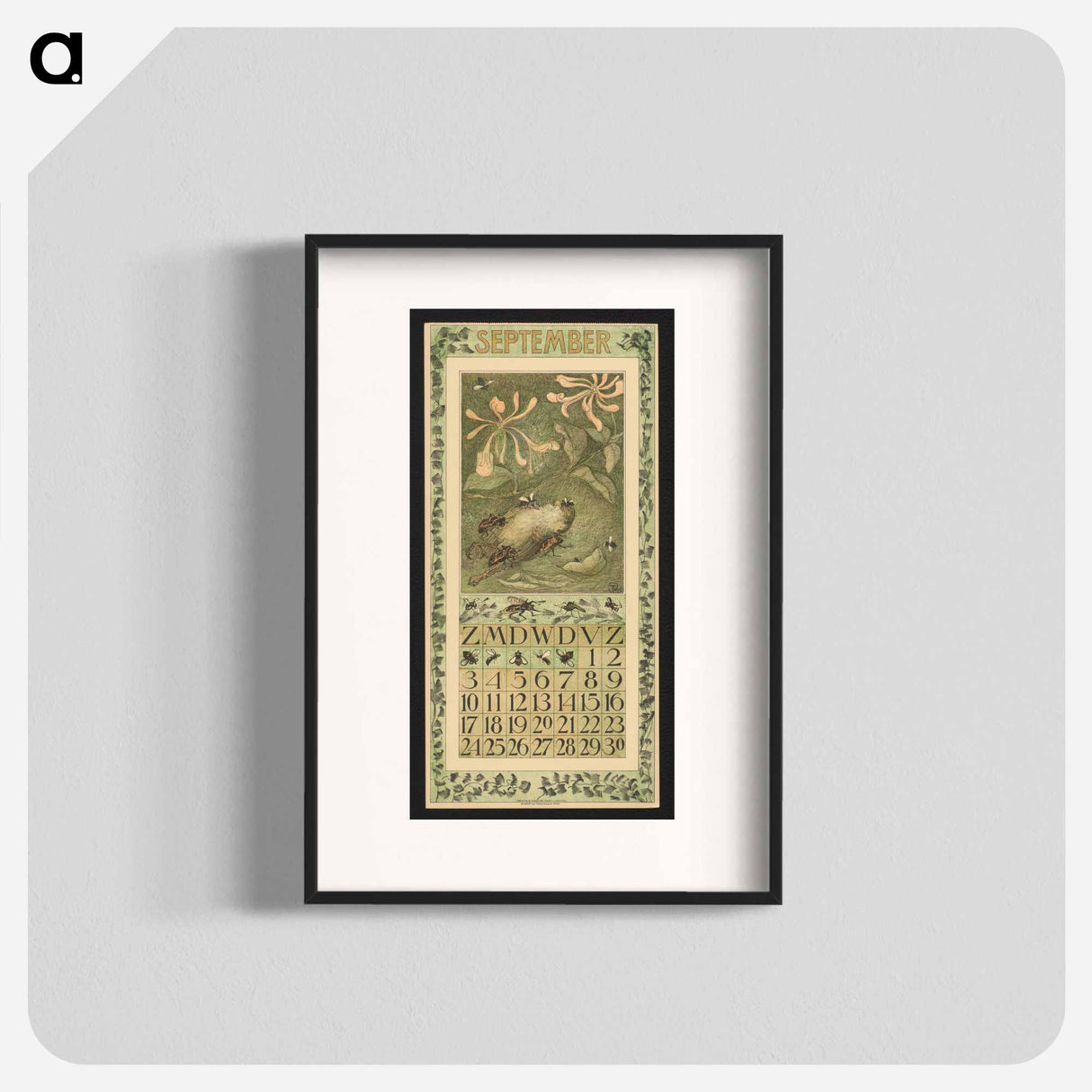 Kalenderblad voor september 1911 met kevers en een dode mus - テオ ヴァン ホイテマ Poster.