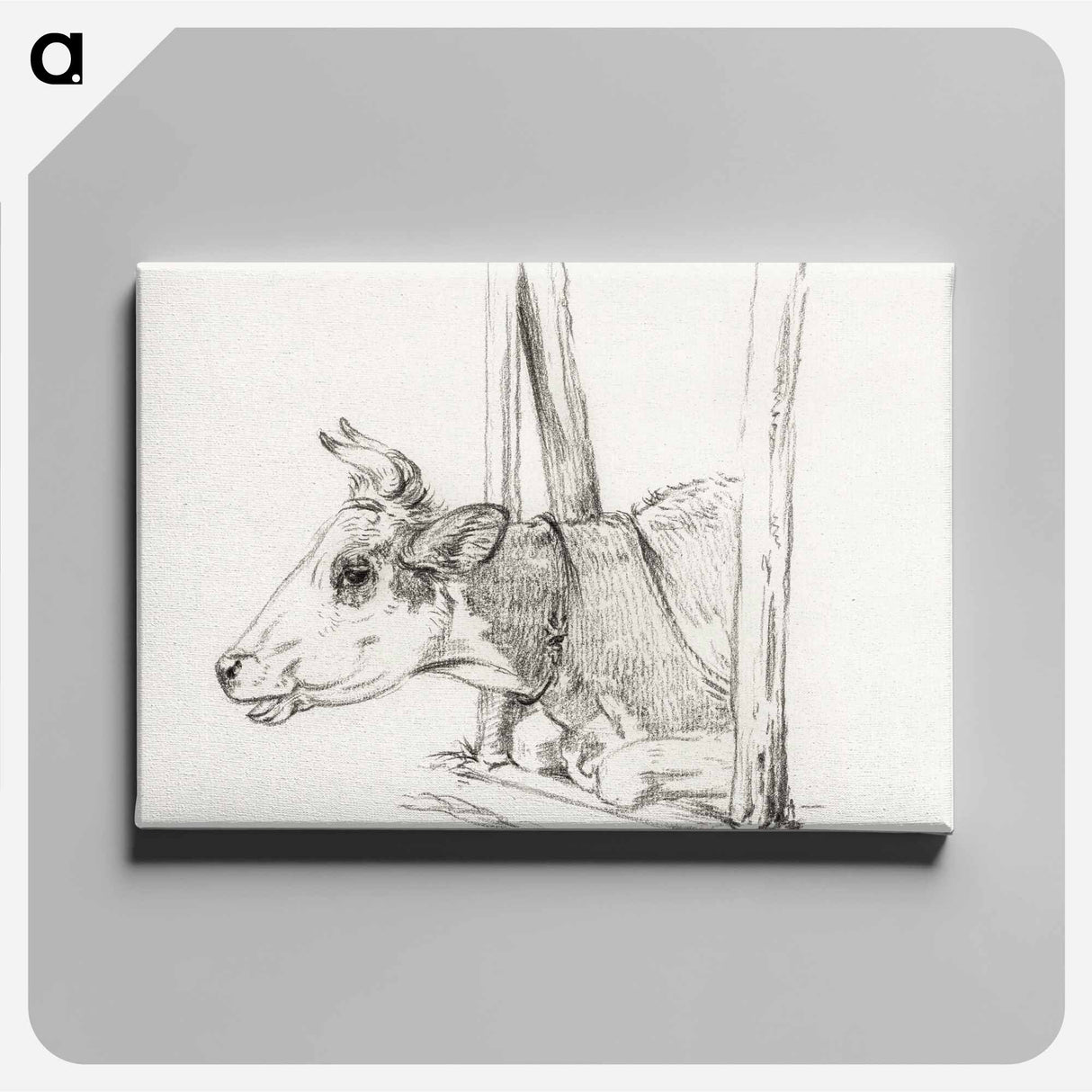 アートパネル-Head of a cow, lying in a stable - ジャン ベルナール Canvas.