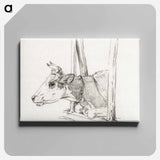 アートパネル-Head of a cow, lying in a stable - ジャン ベルナール Canvas.