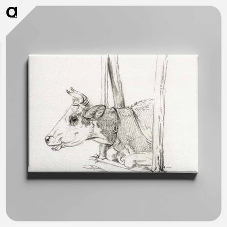 アートパネル-Head of a cow, lying in a stable - ジャン ベルナール Canvas.