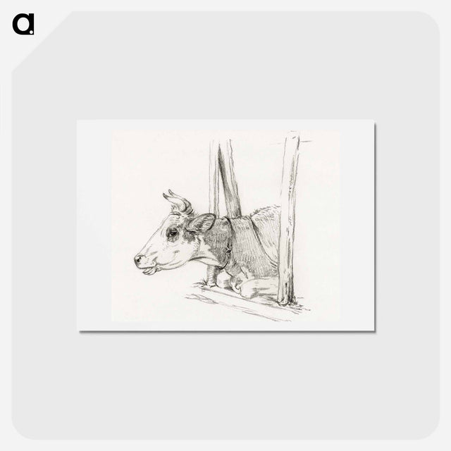 アートポストカード-Head of a cow, lying in a stable - ジャン ベルナール Postcard.