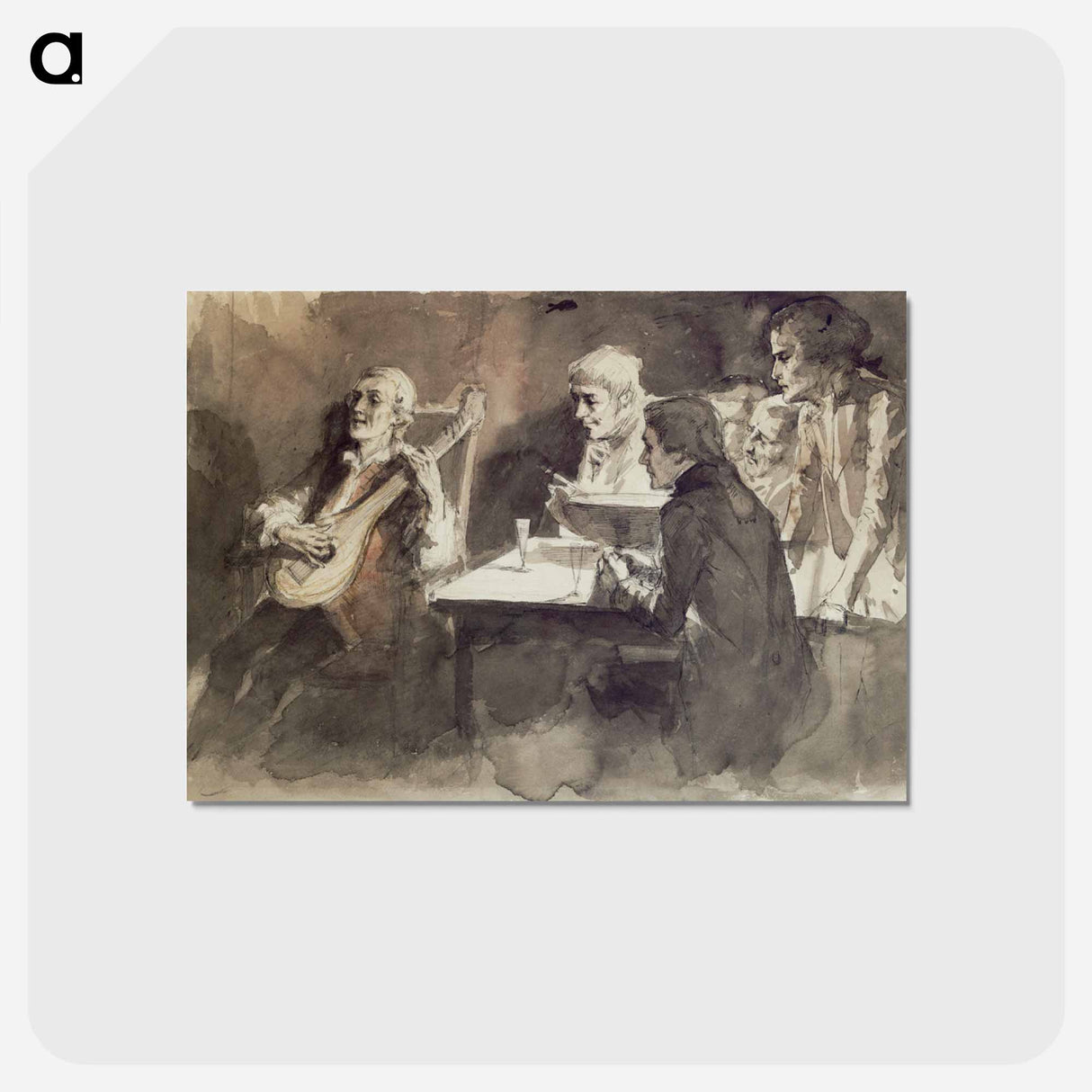 アートポストカード-Bellman laulaa viimeisen kerran ystävilleen, harjoitelma - アルバート エーデルフェルト Postcard.