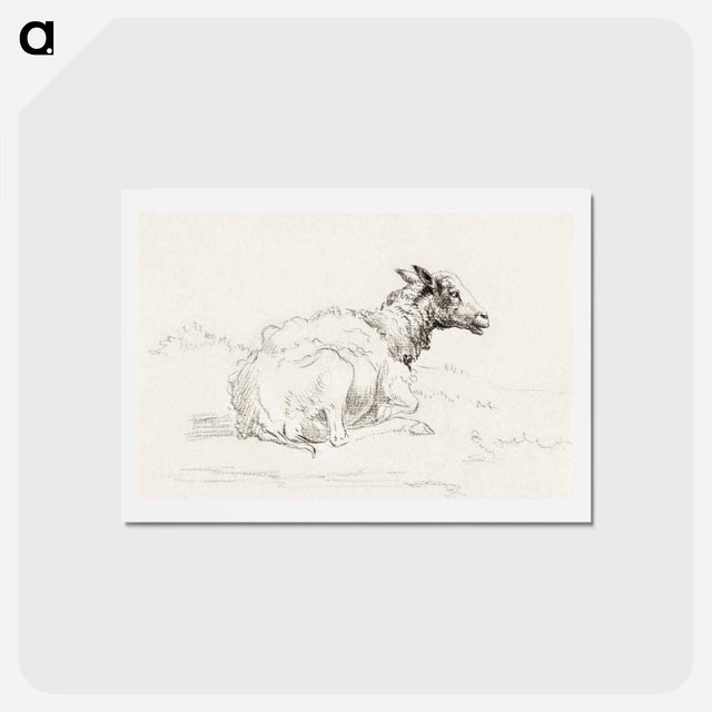 アートポストカード-Lying sheep - ジャン ベルナール Postcard.