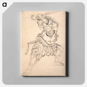 アートパネル-Hokusai's A Warrior - 葛飾 北斎 Canvas.