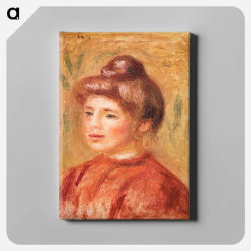 Bust of Woman in Red - ピエール オーギュスト ルノワール Canvas.