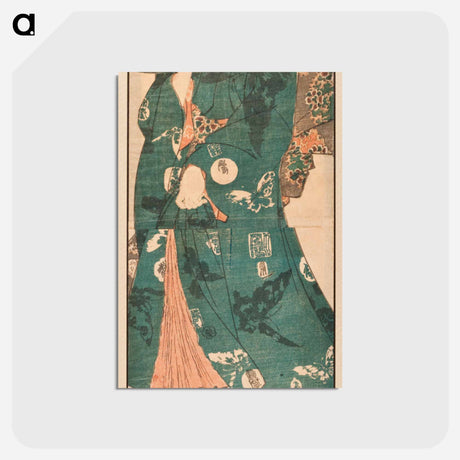 アートポストカード-Standing Beauty with Butterfly Pattern Kimono
 - 歌川 国貞 Postcard.