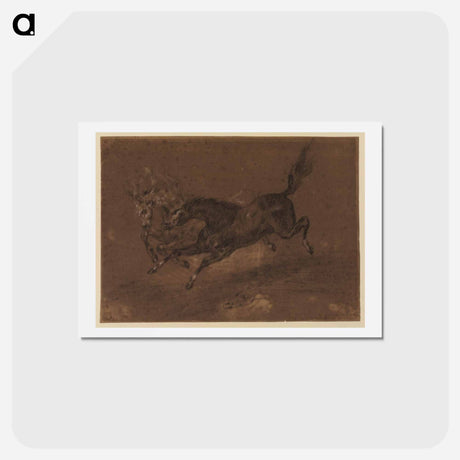 アートポストカード-Horses running - ウジェーヌ ドラクロワ Postcard.