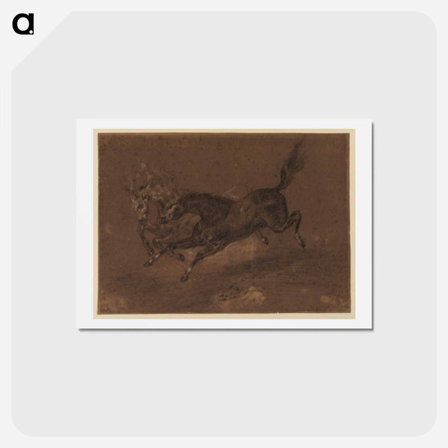 アートポストカード-Horses running - ウジェーヌ ドラクロワ Postcard.