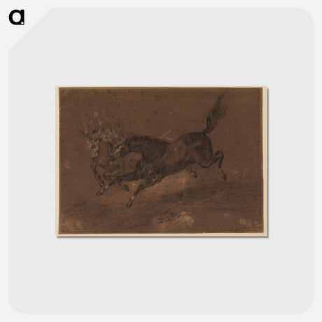 アートポストカード-Horses running - ウジェーヌ ドラクロワ Postcard.