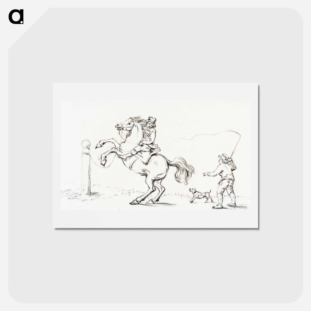 アートポストカード-Taming a horse - ジャン ベルナール Postcard.