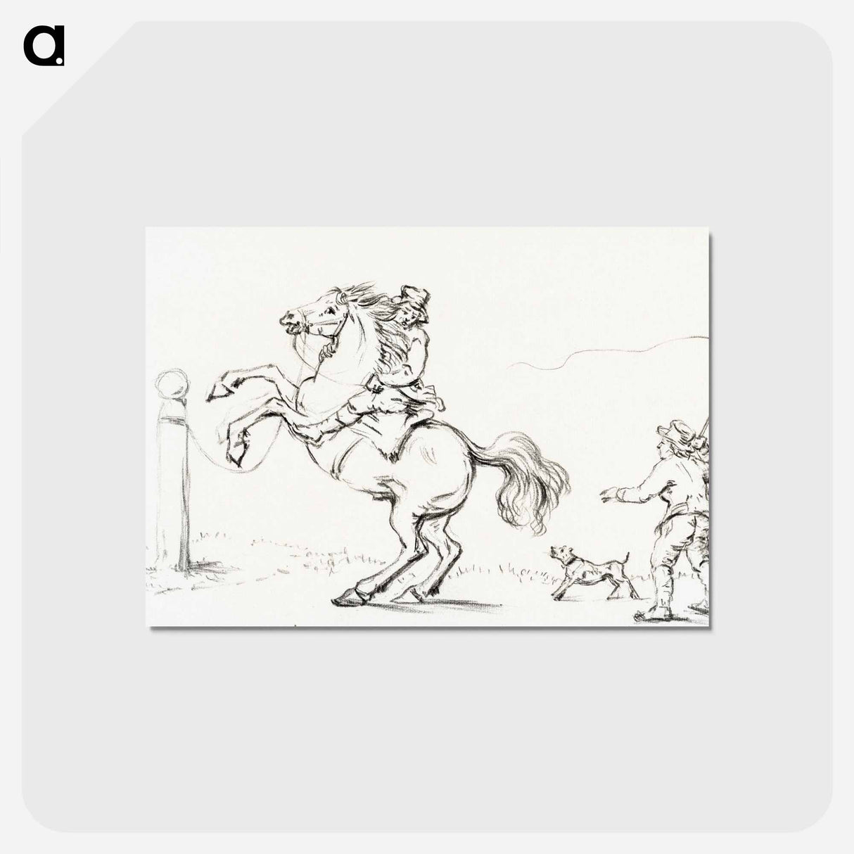 アートポストカード-Taming a horse - ジャン ベルナール Postcard.