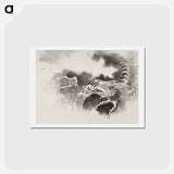 アートポストカード-Dragon emerging from clouds - 葛飾 北斎 Postcard.
