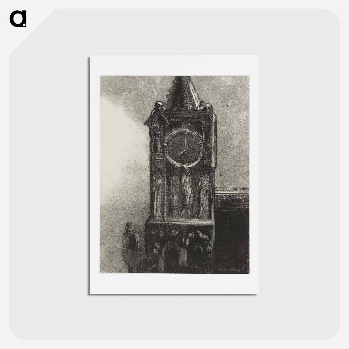 アートポストカード-A Bell in the Tower Was Ringing the Hour - オディロン ルドン Postcard.