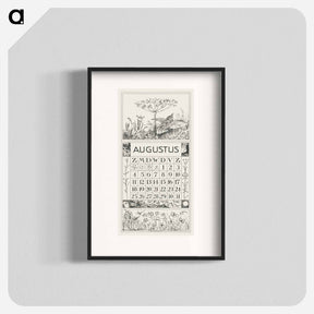 アートポスター-Kalenderblad augustus met leeuwerik en bloem - テオ ヴァン ホイテマ Poster.