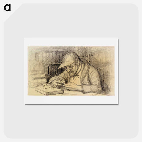 アートポストカード-Illustration of the little genius - アルバート エーデルフェルト Postcard.