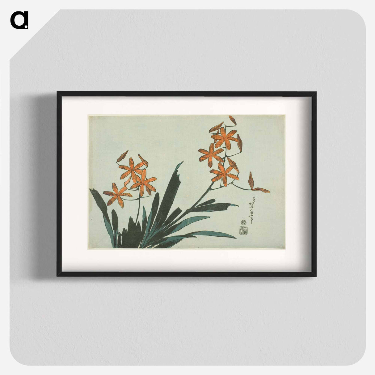 Hokusai's Orange Orchids - Katsushika Hokusai Poster.