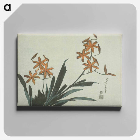 アートパネル-Hokusai's Orange Orchids - 葛飾 北斎 Canvas.