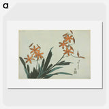 Hokusai's Orange Orchids - Katsushika Hokusai Poster.