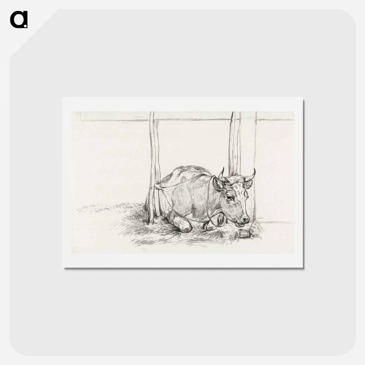 アートポストカード-Lying cow - ジャン ベルナール Postcard.