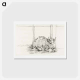 アートポストカード-Lying cow - ジャン ベルナール Postcard.