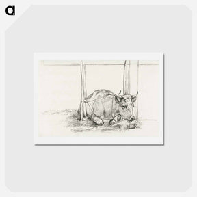 アートポストカード-Lying cow - ジャン ベルナール Postcard.